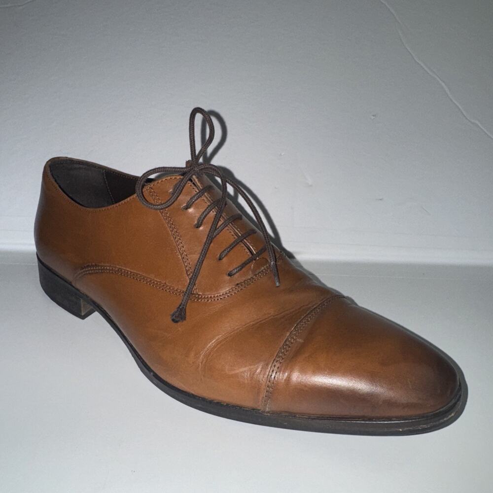 Bruno Magli Caymen 10.5 US Size Cap Toe Dress Oxford Brown Tan Italy Shoes Men’s